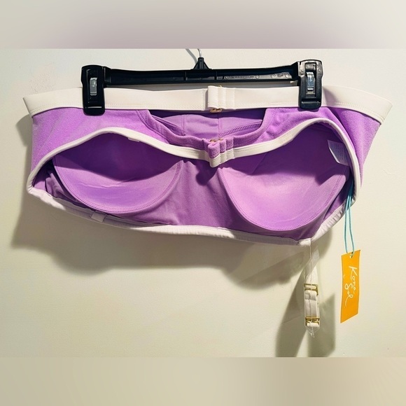 Kona Sol Women's Terry Textured Solid Bandeau with Binding Bikini Top 2X - Picture 11 of 16